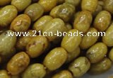 CFA36 15.5 inches 8*12mm rice yellow chrysanthemum agate beads