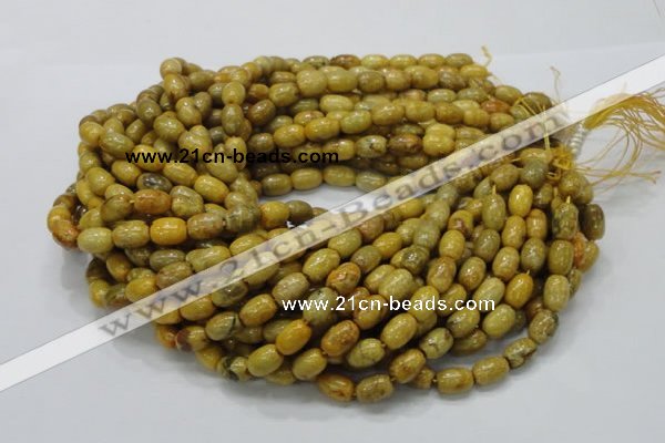 CFA36 15.5 inches 8*12mm rice yellow chrysanthemum agate beads