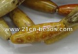 CFA37 15.5 inches 12*40mm rice yellow chrysanthemum agate beads