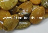 CFA38 15.5 inches 18*25mm flat teardrop yellow chrysanthemum agate beads