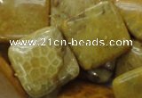 CFA39 15.5 inches 25*25mm square yellow chrysanthemum agate beads