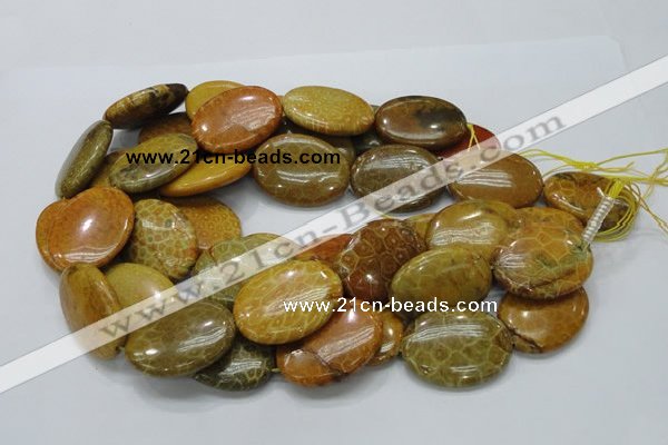 CFA50 15.5 inches 30*40mm oval yellow chrysanthemum agate beads