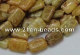 CFA51 15.5 inches 8*12mm rectangle yellow chrysanthemum agate beads