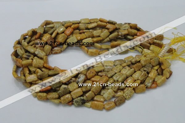 CFA51 15.5 inches 8*12mm rectangle yellow chrysanthemum agate beads