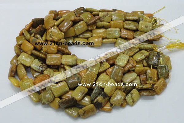 CFA53 15.5 inches 13*18mm rectangle yellow chrysanthemum agate beads