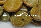 CFA58 22*30mm twisted & flat teardrop yellow chrysanthemum agate beads