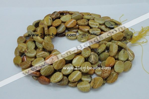 CFA59 15.5 inches 15*20mm twisted oval yellow chrysanthemum agate beads