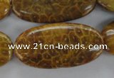 CFA61 15.5 inches 20*40mm oval yellow chrysanthemum agate beads