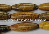 CFA62 15.5 inches 10*30mm rice yellow chrysanthemum agate beads