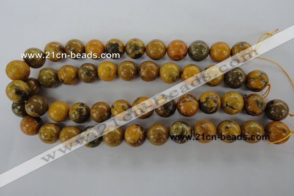 CFA63 15.5 inches 16mm round yellow chrysanthemum agate beads