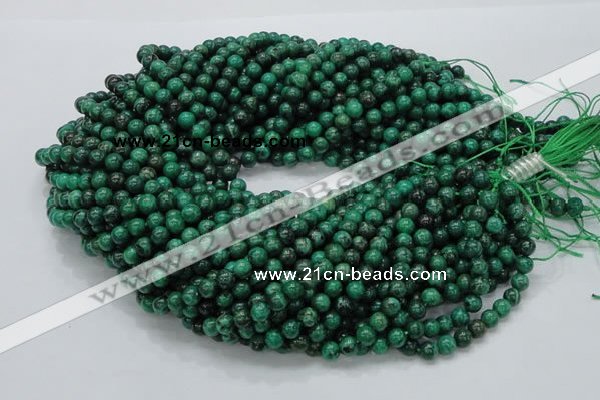 CFA66 15.5 inches 6mm round green chrysanthemum agate beads