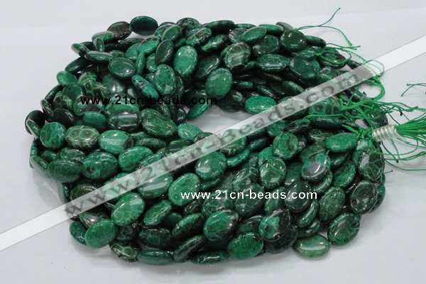 CFA71 15.5 inches 12*18mm oval green chrysanthemum agate beads