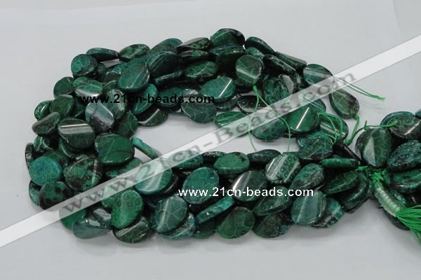 CFA72 15.5 inches 15*20mm twisted oval green chrysanthemum agate beads