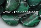 CFA73 15.5 inches 18*25mm twisted oval green chrysanthemum agate beads