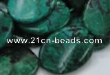 CFA74 15.5 inches 22*30mm twisted oval green chrysanthemum agate beads