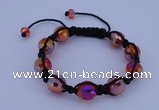 CFB521 12mm faceted round crystal beads adjustable bracelet wholesale
