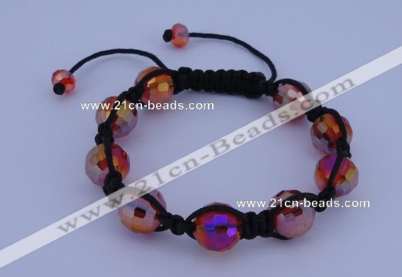 CFB521 12mm faceted round crystal beads adjustable bracelet wholesale