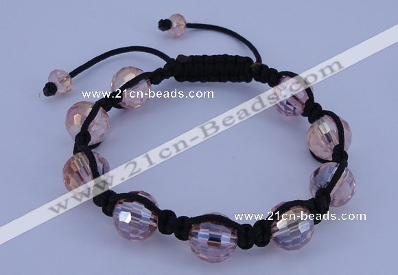 CFB522 12mm faceted round crystal beads adjustable bracelet wholesale