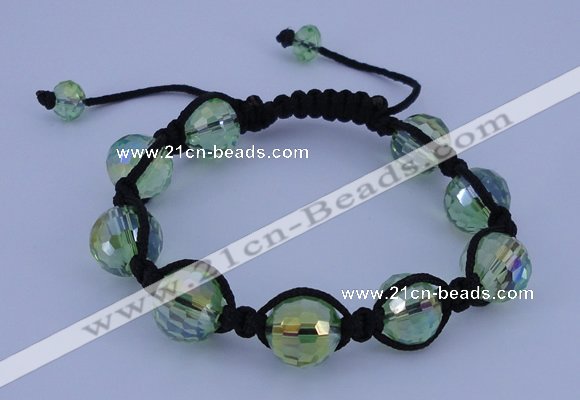 CFB523 12mm faceted round crystal beads adjustable bracelet wholesale