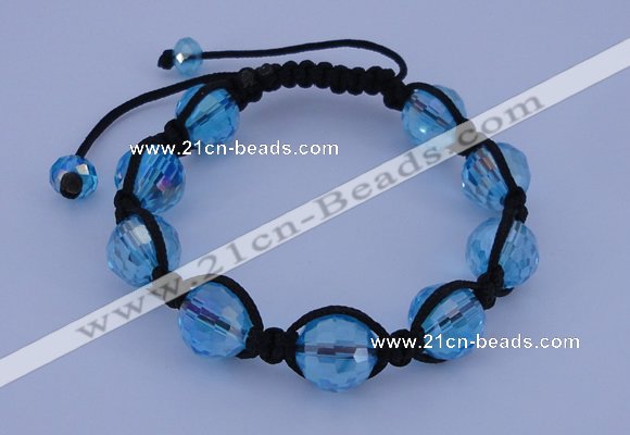 CFB524 12mm faceted round crystal beads adjustable bracelet wholesale