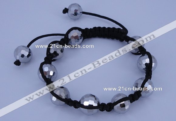 CFB525 12mm faceted round crystal beads adjustable bracelet wholesale