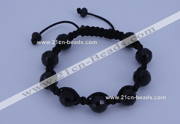 CFB526 12mm faceted round crystal beads adjustable bracelet wholesale