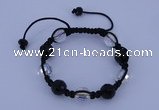 CFB528 12mm faceted round crystal beads adjustable bracelet wholesale