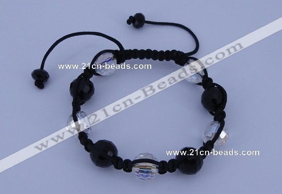 CFB528 12mm faceted round crystal beads adjustable bracelet wholesale