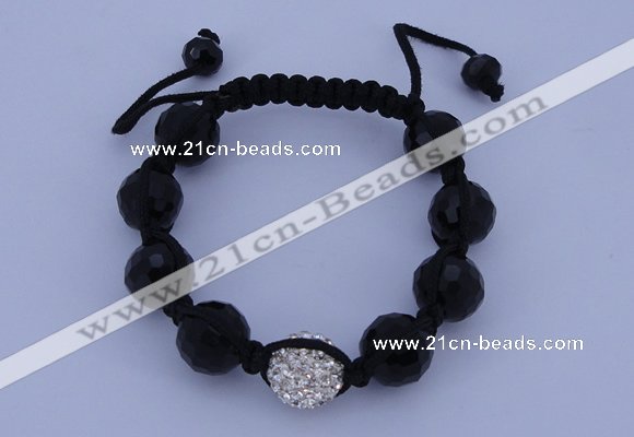 CFB546 12mm faceted round crystal with rhinestone beads bracelet