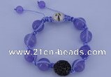 CFB547 12mm round candy jade with rhinestone beads adjustable bracelet