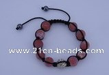 CFB551 12mm round agate with rhinestone beads adjustable bracelet