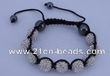 CFB560 12mm round rhinestone with hematite beads adjustable bracelet