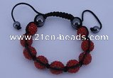 CFB564 12mm round rhinestone with hematite beads adjustable bracelet