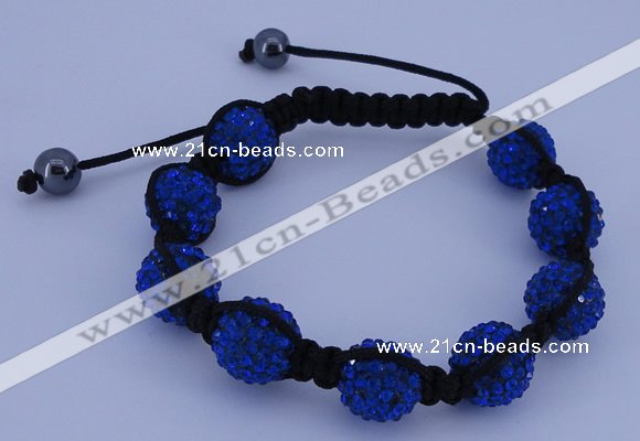 CFB566 12mm round rhinestone with hematite beads adjustable bracelet