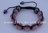 CFB575 12mm round rhinestone with hematite beads adjustable bracelet