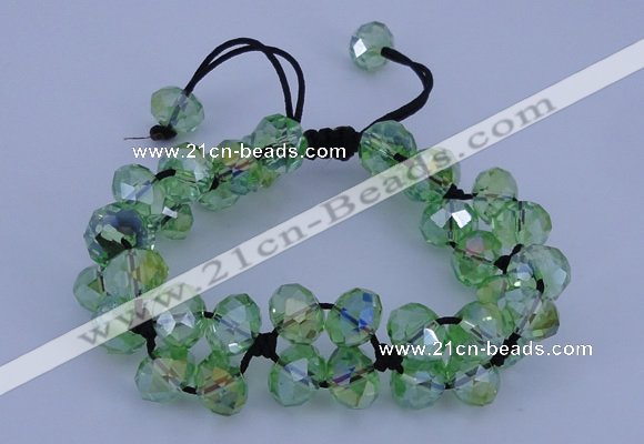 CFB581 8*10mm faceted rondelle crystal beads adjustable bracelet