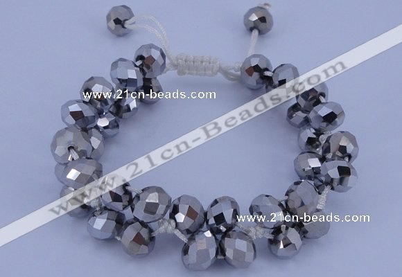 CFB585 8*10mm faceted rondelle crystal beads adjustable bracelet