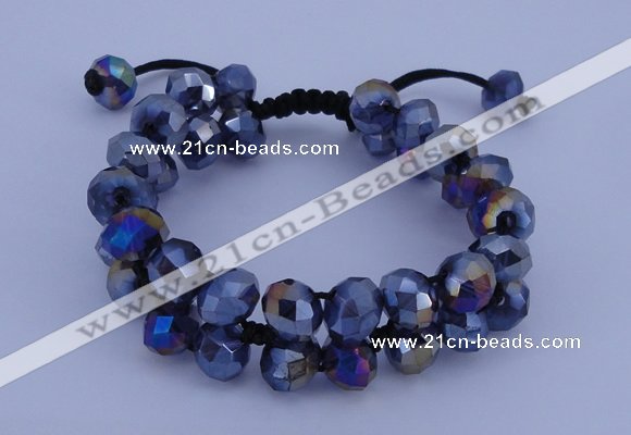 CFB586 8*10mm faceted rondelle crystal beads adjustable bracelet