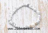 CFB700 faceted rondelle white howlite & potato white freshwater pearl stretchy bracelet