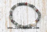 CFB745 faceted rondelle African bloodstone & potato white freshwater pearl stretchy bracelet