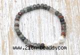 CFB746 faceted rondelle African bloodstone & potato white freshwater pearl stretchy bracelet