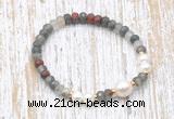 CFB747 faceted rondelle African bloodstone & potato white freshwater pearl stretchy bracelet