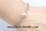 CFB804 4mm faceted round labradorite & potato white freshwater pearl bracelet