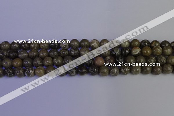 CFC213 15.5 inches 10mm round grey fossil coral beads wholesale