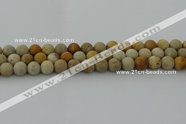 CFC223 15.5 inches 10mm round matte fossil coral beads wholesale