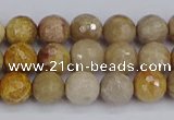 CFC229 15.5 inches 6mm faceted round fossil coral beads