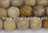 CFC231 15.5 inches 10mm faceted round fossil coral beads