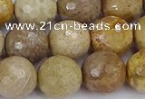 CFC232 15.5 inches 12mm faceted round fossil coral beads