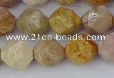 CFC239 15.5 inches 12mm faceted nuggets fossil coral beads