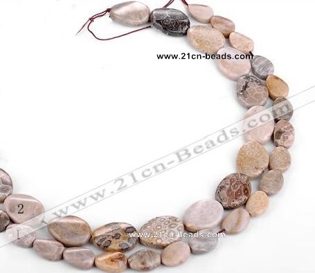 CFC52 15.5 inch twisted oval coral fossil jasper beads wholesale